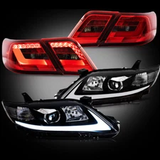 VLAND LED Headlights+RED/Smoked Tail Lights Set Kits For Toyota Camry 2010-2011