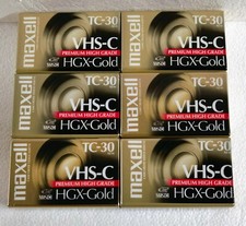 6 Maxell VHS-C TC-30 HGX-Gold Premium High Grade Video Tapes
