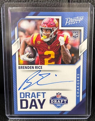 Brandon Rice Drafted 2024 Panini Prestige Draft Day Signatures Brenden Rice on Card Auto (RC ...