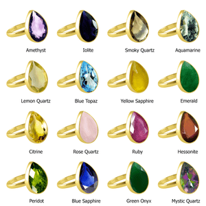 18 k Gold Plated Gemstone Pear Shape Heart Gold Plated Natural Gemstone
