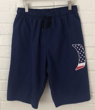 Hurley Boy s Blue Swim Trunks Boardshorts Sz XL 13-15 Years Blue Red White Flag