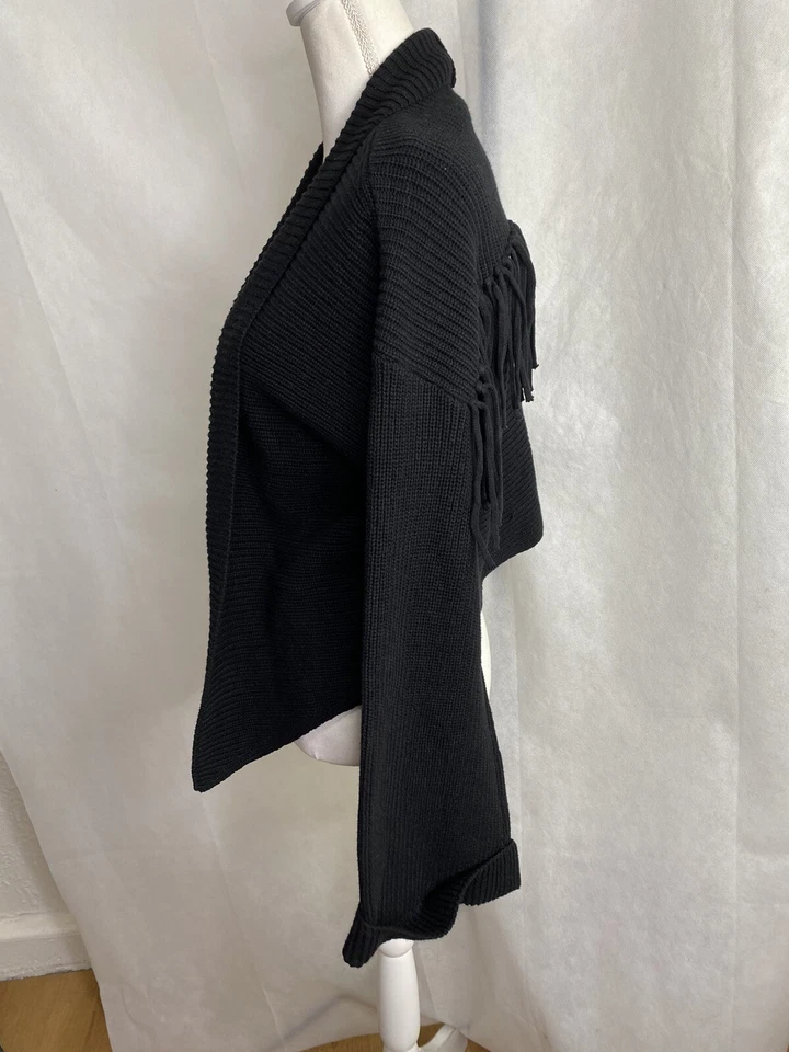 Andrea Jovine женщин укороченный кардиган Bell рукав бахрома черный размер большой 1 xL - Изображение 3 из 4
