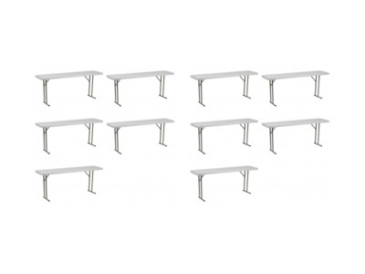 (10PACK) 18'' x 72'' Granite White Plastic Folding Table -Seminar