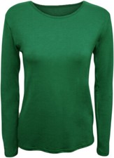 Womens Long Sleeve Round Neck Plain Basic Ladies Stretch T-Shirt Top UK 8-26