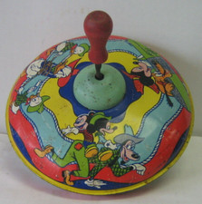 1950's Walt Disney Pressed Steel Metal Spinning Top Toy J Chein - Mickey Mouse