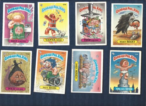 Garbage Pail Kids 1986 lot of 8 VG LOT! DEE FACED BEAKY BECKY HOT ROD TANYA HIDE - Picture 1 of 2
