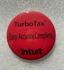 Intuit TurboTax Easy Accurate Complete Pin Pinback Button 2 3/16"