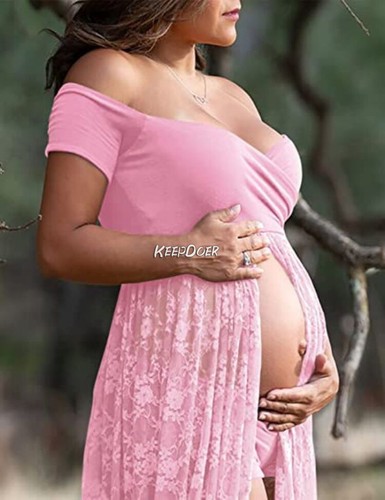 Pregnant Women Dress Float Tail Maternity Lace Gown For Photography Photo Shoot - Picture 12 of 34