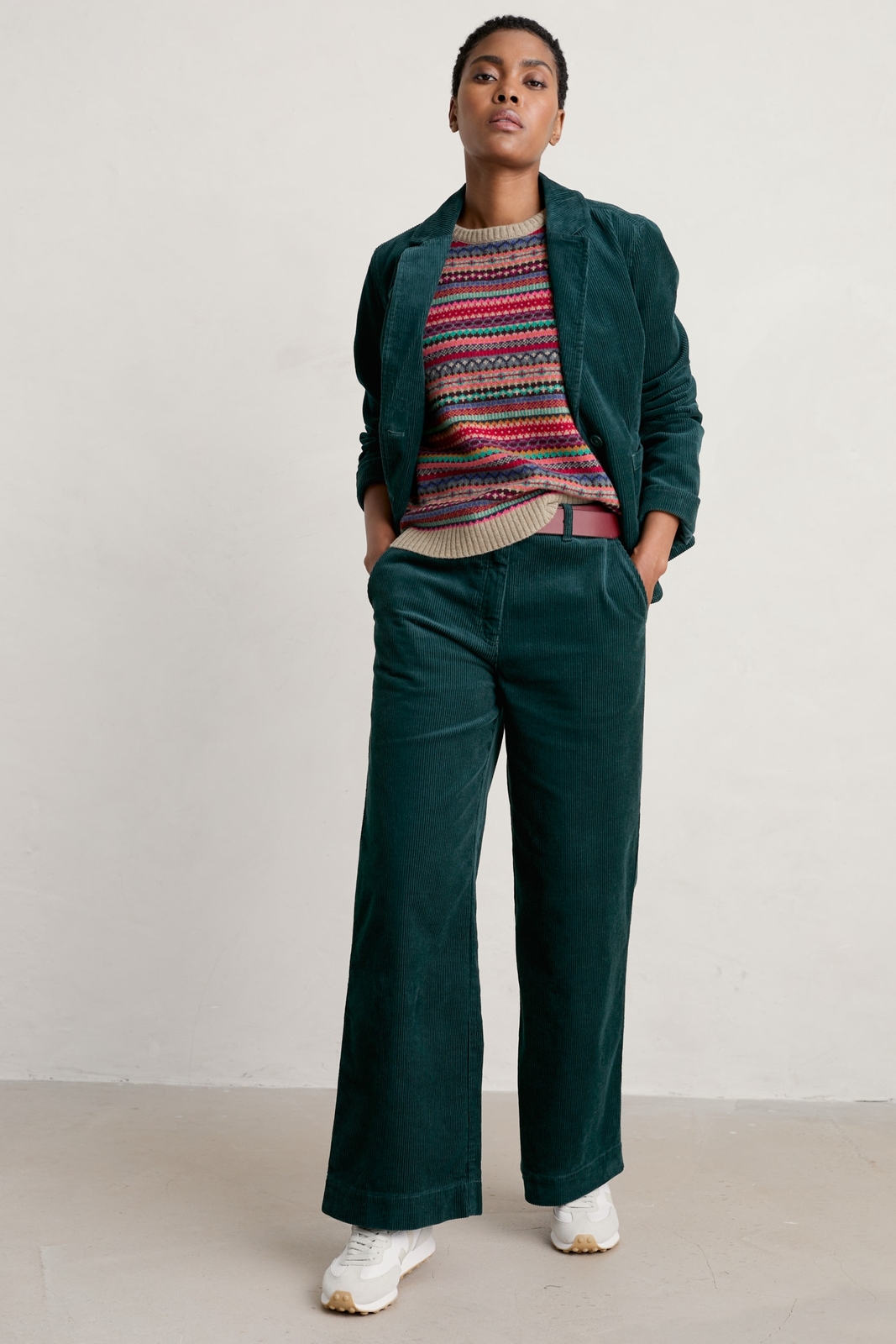 Seasalt Women's Trouser teal Dillwyn Wide Leg Cord Trouser Regular