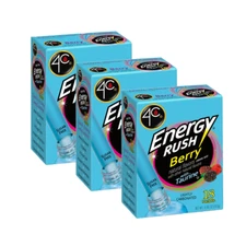 4C Energy Rush Drink Mix Sticks with Taurine: Berry (3-pack), Sugar Free