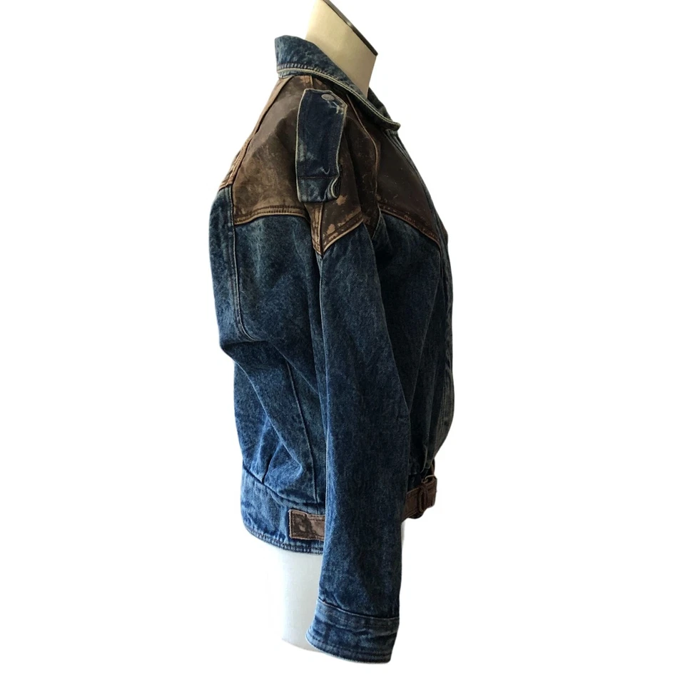BB Dakota винтажный размер маленький синий джинсовой ткани кожи большого размера водитель грузовика куртка - Изображение 4 из 4