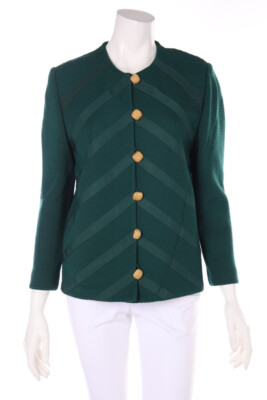 DEVERNOIS Cardigan Vintage Wool-Blend Decorative Buttons D 38 dark green