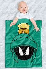 Looney Tunes Soft Fleece Baby Blanket, Cozy Crib Throw 30"x40" Marvin Face