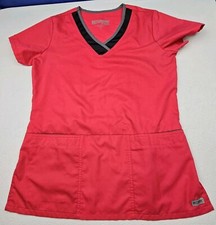 Grey  s Anatomy Women  s Active Scrub Top Small Red Pit To Pit 19in V-Neck