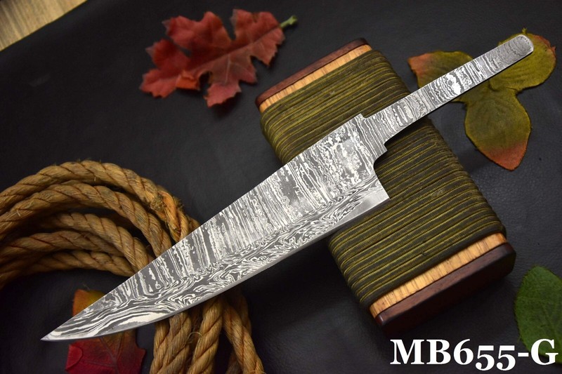 Custom 12.4"OAL Damascus Steel Blank Blade Chef Knife Handmade (MB655-G)