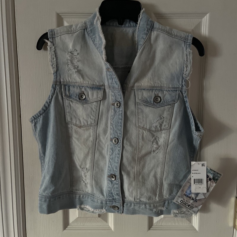 Rewash Brand Distressed Denim Vest Med. NWT