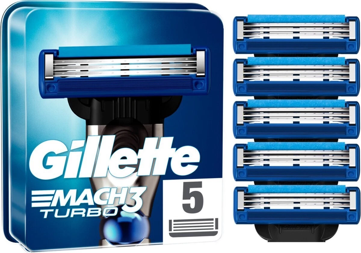 Pack De 5 Recharges De Lames Gillette Mach3 Sensitive - 3 Lames Par Cartouche - Acier Carbone - Rasage Homme
