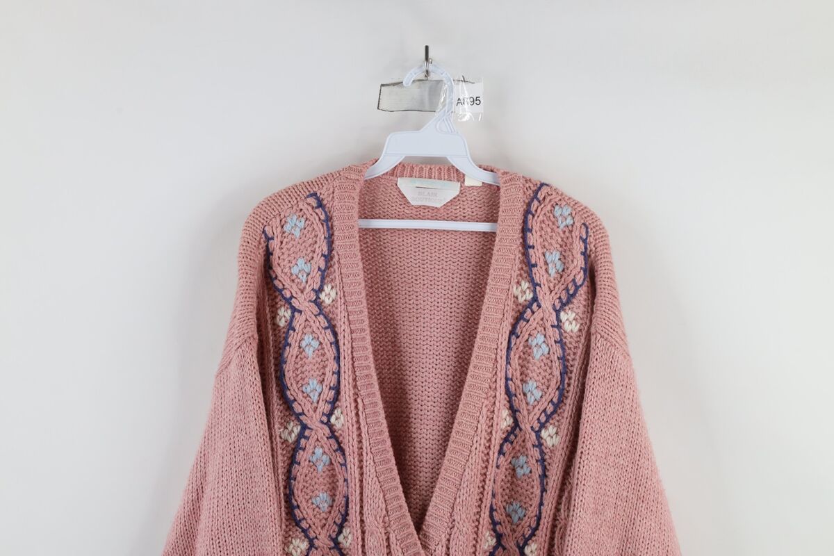 Vintage 90s Streetwear Womens XL Hand Knit Chunky Cable Knit Vintage 90s Streetwear Womens XL Hand Knit Chunky Cable Knit