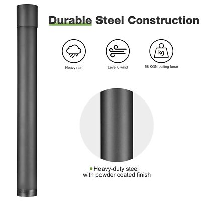 Shade Sail Extension Pole 2Ft Powder Coated Steel Replacement