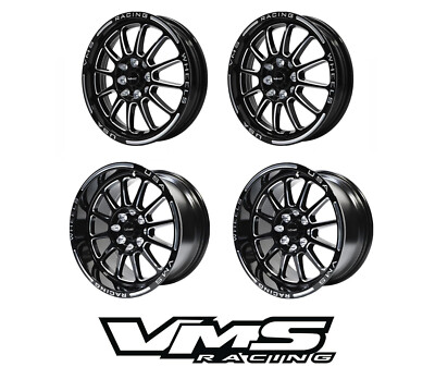 4 VMS RACING BLACKHAWK F/R DRAG RACE WHEELS RIMS 15X8 15X3.5 FOR