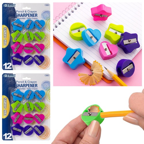 24 Pc Pencil Crayon Sharpener Manual Fun School Supplies Shapes Colors