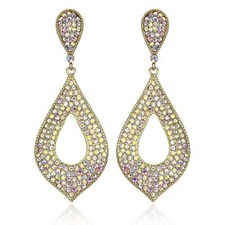 Open Drop Gold Austrian Crystal Rhinestone Chandelier Dangle Earring Prom E110AB