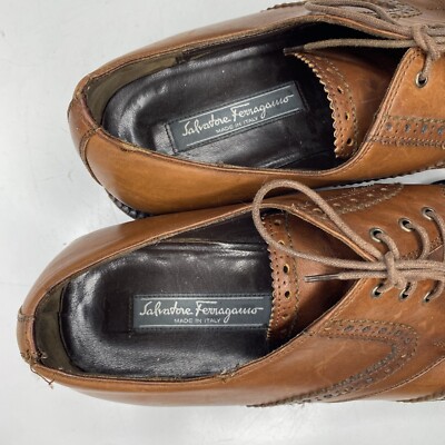 Vintage Salvatore Ferragamo Tramezza Brown Leather Loafers Size 8 1/2 1 D Vintage Salvatore Ferragamo Tramezza Brown Leather Loafers  main image 4