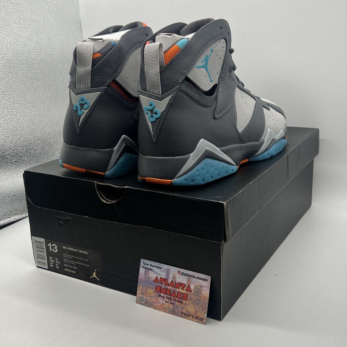 Size 13 - Air Jordan 7 Retro Barcelona Days Grey Blue Orange Suede