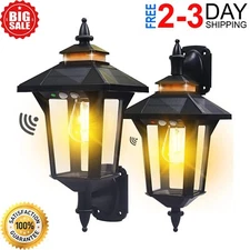 Solar Wall Lantern Lights Outdoor with 3 Lighting Modes,Waterproof 2 Pack