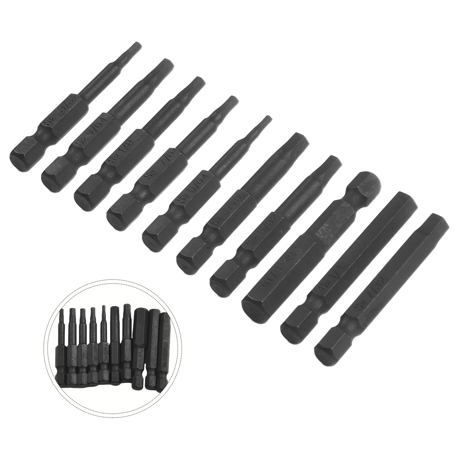 Versatile SAE Hex Head Drill Bit Set with Tip 10 Pcs for Easy