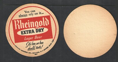 1960s RHEINGOLD EXTRA DRY LAGER BEER UNUSED BEER COASTER 3 1/2'' Rd
