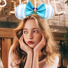 Loungefly Disney. Beach Club Resort Ice Cream Bow Minnie Mouse Ear Blue Headband