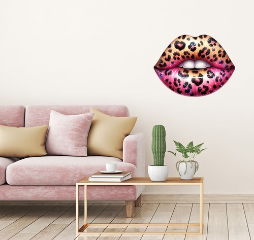 Bunte Leopardenlippen Wandkunst Schlafzimmer Fenster Dekor Vinyl Aufkleber Aufkleber 6 Größen - Bild 7 von 7