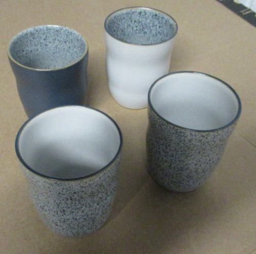 4 RARE Denby England Studio Blue Flint Pebble Chalk Cobalt Juice Cups or Mugs