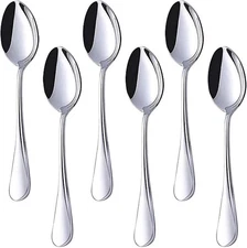 Teaspoons Stainless Steel, 6 Piece Dinner Spoons Set 6.7 Inches Dessert Spoons U