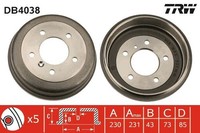 2X TRW DB4038 Bremstrommel Hinten FüR MERCEDES-BENZ