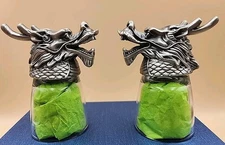 Pewter Dragons Head Shot Glass Set Of 2
