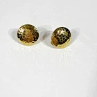 Monet Hammered Gold‑Tone Clip‑On Earrings Vintage Style Textured Costume Jewelry