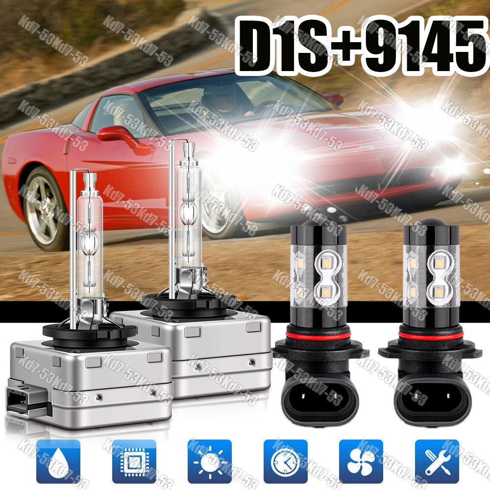 For 2005-2013 Corvette C6 HID Headlight Low Beam + LED Fog Light Bulbs Combo 4x