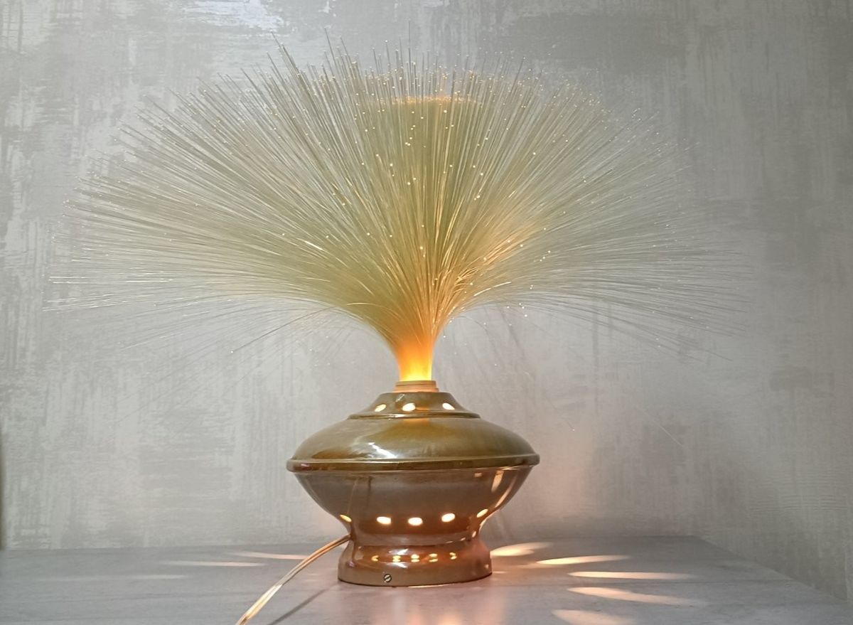 Vintage 1980s Retro Fiber Optic Color Lamp Fiber Optic Light