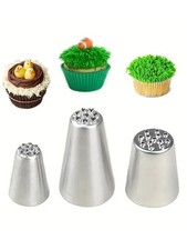 3 PCS Grass Cake Piping Nozzle Stainless Steel Icing Tips Cake Decor