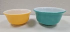 Vintage Pyrex Primary Color Mixing Bowls Yellow 6" and Green 7"