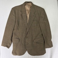 Vintage Oscar de la Renta Men  s Jacket Size 42 S 100 Wool Brown Glen Plaid 90s