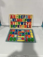 Vtg Fisher-Price Magnetic Alphabet Board 36 Letter And Math Board 673, 674