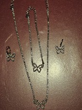 butterfly necklace with matching braclet and ear rings