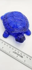 Vintage ARTMARK Glass Turtle Covered Dish Cobalt Blue MCM Trinket Dish Retro