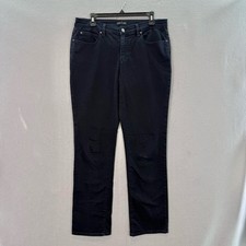 Eileen Fisher - women  s dark navy denim straight leg mid rise jeans pants SZ 10