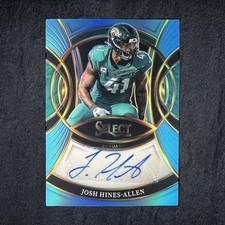 Josh Hines-Allen 2025 Panini Select Signatures Light Blue Prizm /49 Auto