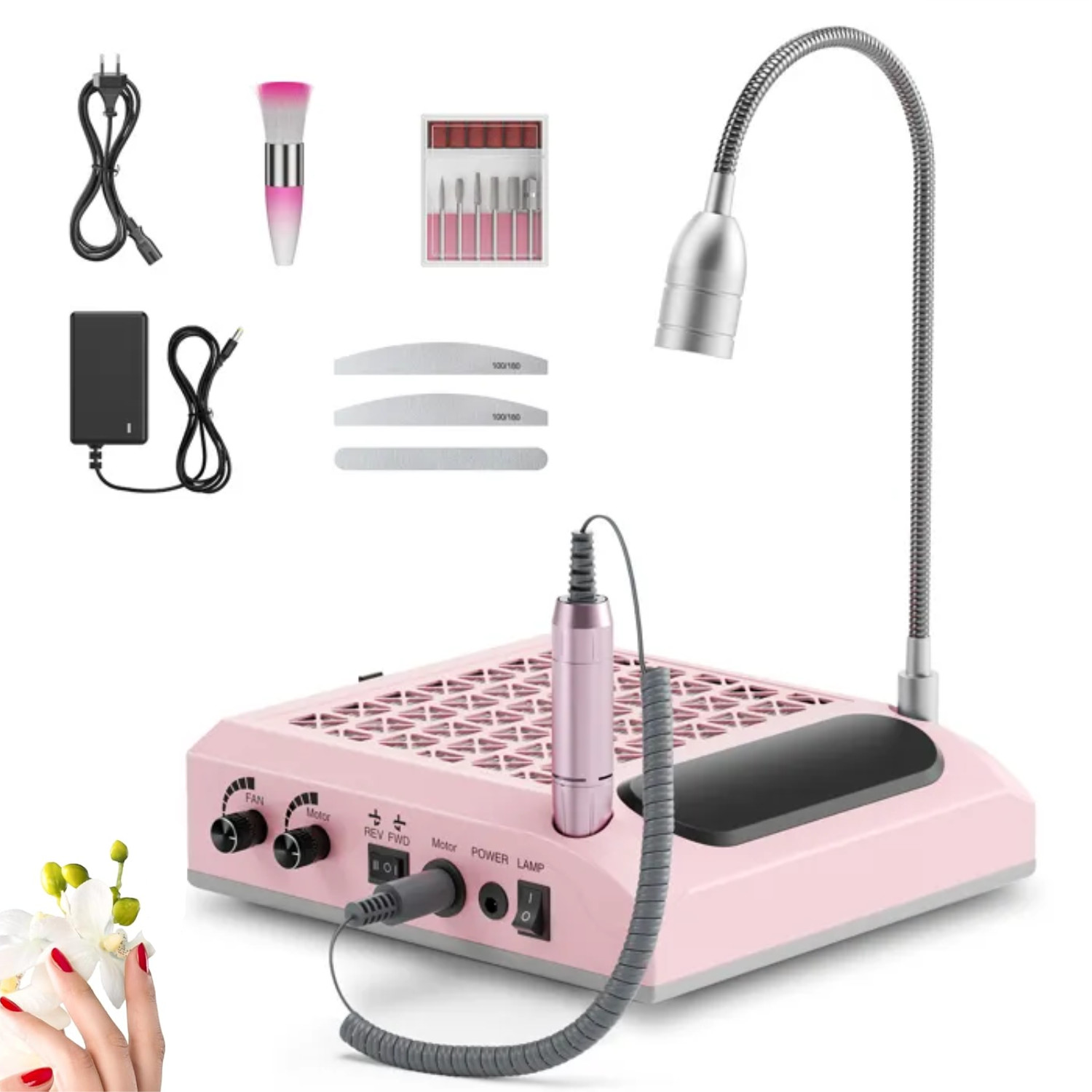 Aspirateur ponceuse ongles 80W pour manucure propre et pédicure à la maison