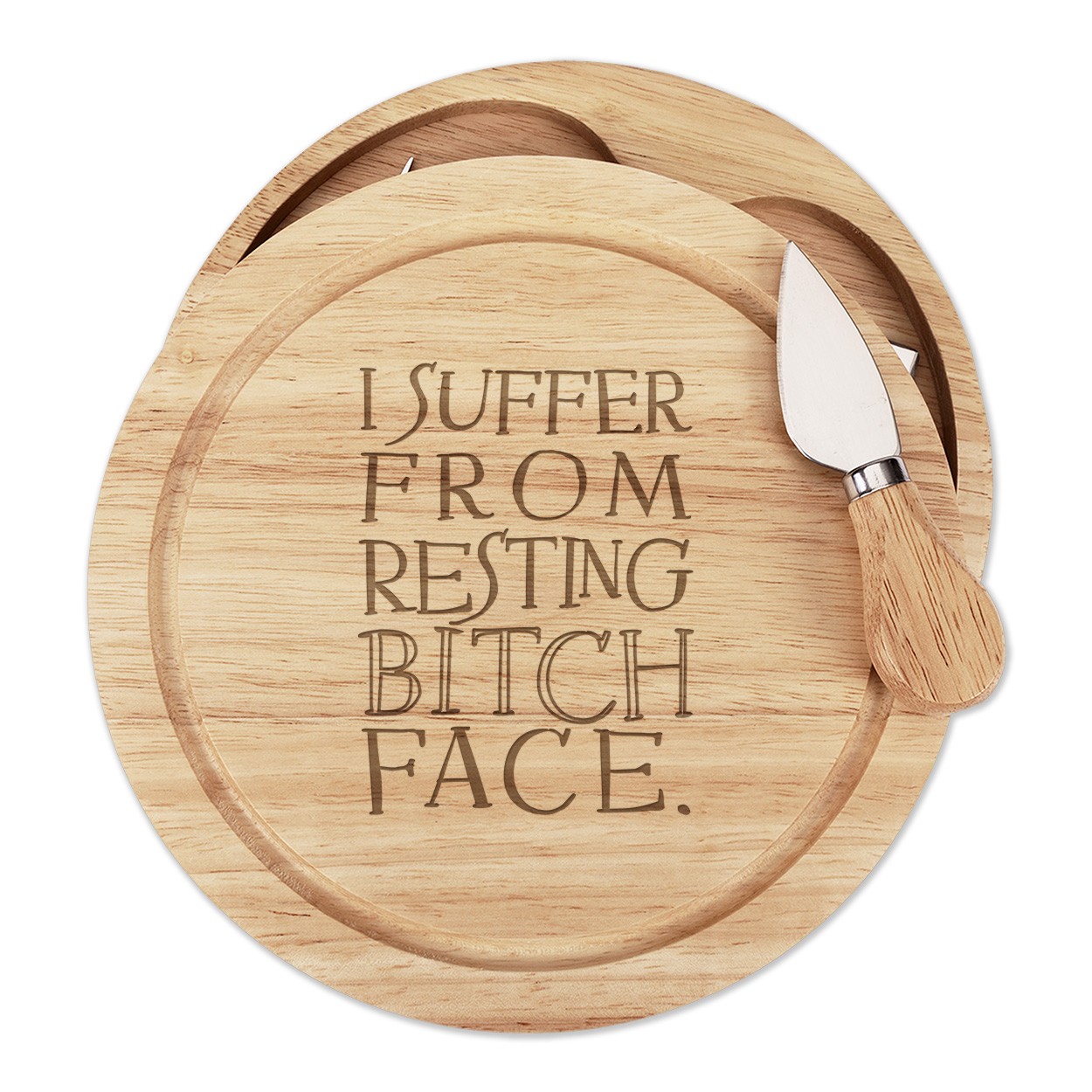 I Suffer From Resting Bitch Face Cheese Board Knife Set Funny Joke Rude